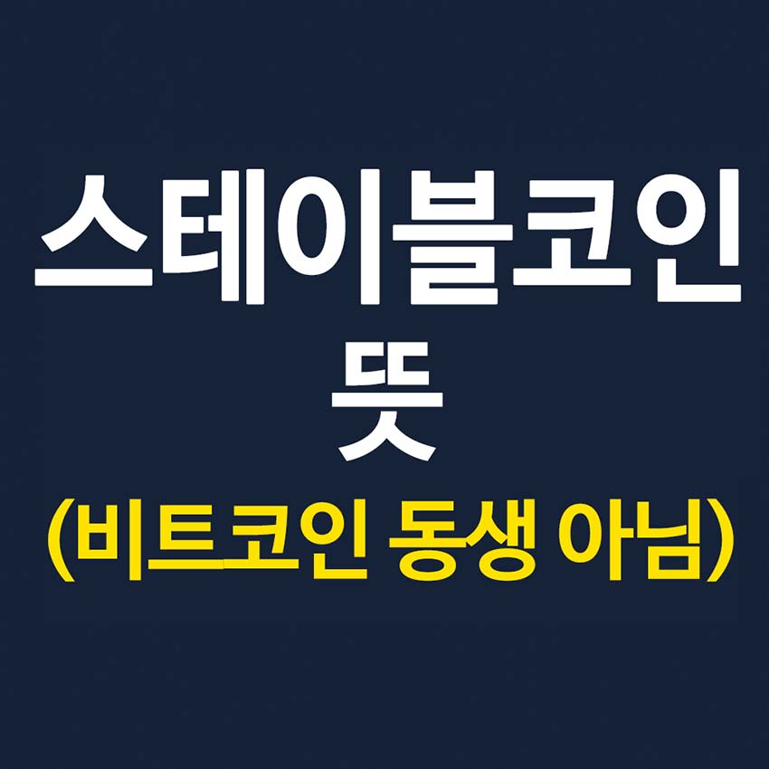 스테이블코인 뜻이라는 큰 글자 아래, (비트코인 동생 아님)이라는 문구가 노란색으로 강조된 썸네일 이미지